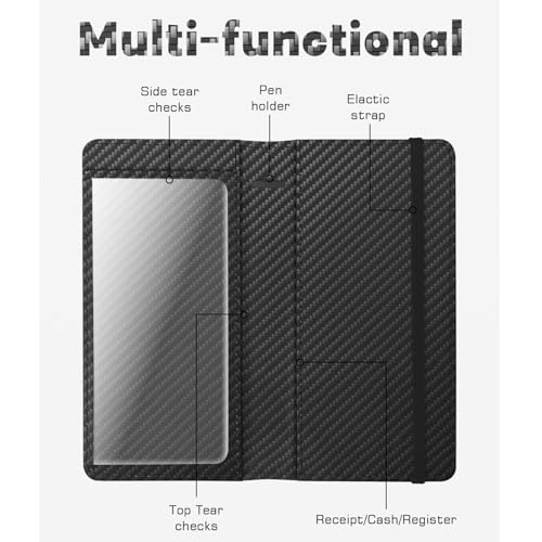 Image of Printed Checkbook Cover, RFID Blocking Checkbook, Stylish, Lightweight, Slim Durable, Multi-Functional Checkbook Holder for Personal and Business Checks (Black Carbon)