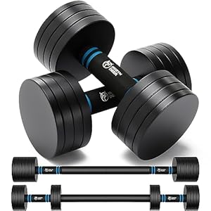 Northdeer V2.0 Upgraded Adjustable Steel Dumbbells 40LB / 60LB – 2 in 1 Dumbbell Barbell Set for Home Gym Workout – Compatible with V1.0 Dumbbells