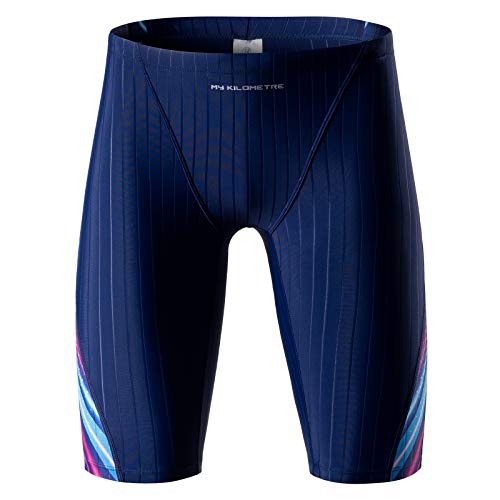 Image of MY KILOMETRE Men's Swimsuit Jammer Solid Swim Jammers Endurance Long Racing Training Swimsuit