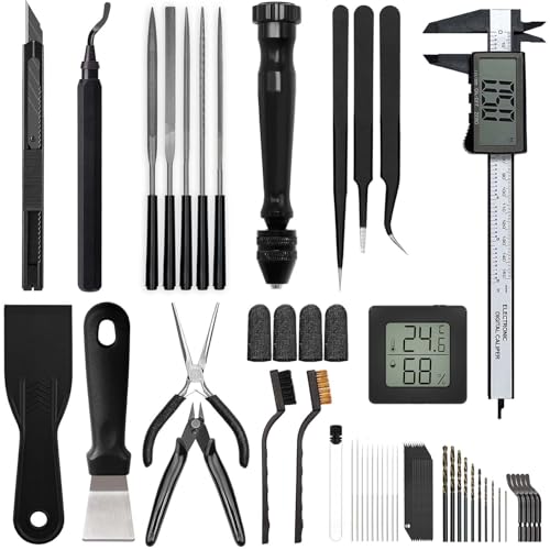 3D Printer Tools Kit, Quality 3D Printing Tool Kit for Model Measuring/Finishing/Deburring/Drilling, 3D Printer Accessories for All FDM/SLA Printers Removing Support, Cutting Filament
