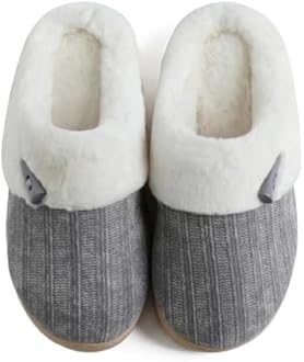 NineCiFun Women's Comfy House Slippers Memory Foam Fuzzy Bedroom Scuffs Slippers Indoor Outdoor Anti Skid Home Slippers Shoes with Warm Plush Lining