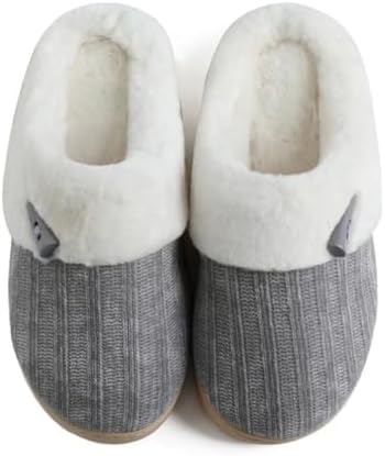 NineCiFun Women's Comfy House Slippers Memory Foam Fuzzy Bedroom Scuffs Slippers Indoor Outdoor Anti Skid Home Slippers Shoes with Warm Plush Lining