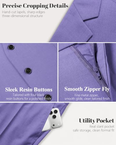 Image of MY'S Men's 3 Piece Suit Set with Tie, One Button Slim Fit Solid Jacket Vest Pants, Prom Party Wedding Business Suits for Men