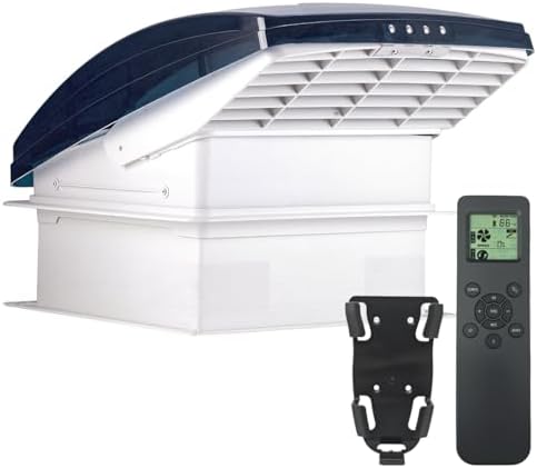 hurrventer Build-in Rain Shield Rv Roof Vent Fan 14x14 RV Ventilation Fan with Remote Control, 12V Ceiling Exhaust Fan for Trailer, Camper (NO Thermostat)