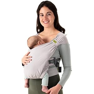 Boba Bliss Hybrid Baby Carrier Newborn to Toddler – 2-in-1 Baby Wrap & Baby Carrier – No-Tie Baby Sling – Certified Hip-Healthy Baby Wraps Carrier – Soft & Stretchy Baby Sling – 7-35 lbs (Grey)