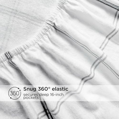 Image of Briarwood Home Printed Flannel Sheet Set, 100% Natural Cotton, Soft, Warm & Deep Pocket, Advanced Nano-Tech Making it Resistance to Pilling; Brushed 6 Times for Softness (Classic Plaid, Queen)