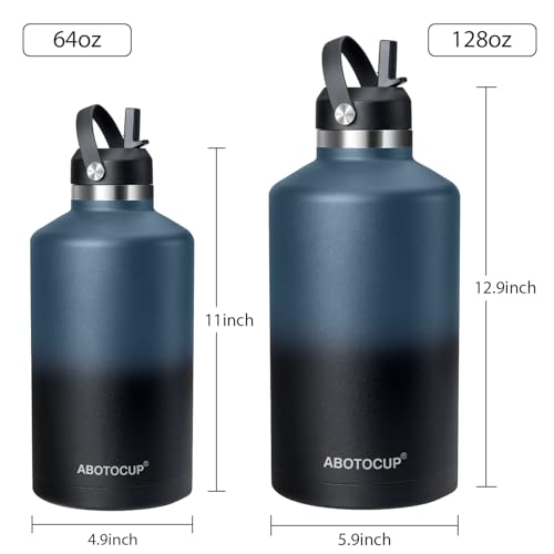 Image of 64 oz Water Bottle,Half Gallon Stainless Steel Water Bottles Insulated,Double Wall & Leak Proof, Travel,Football,Gym,Camping Essentials,Keep Cold All Day,Indigo Black Gradient