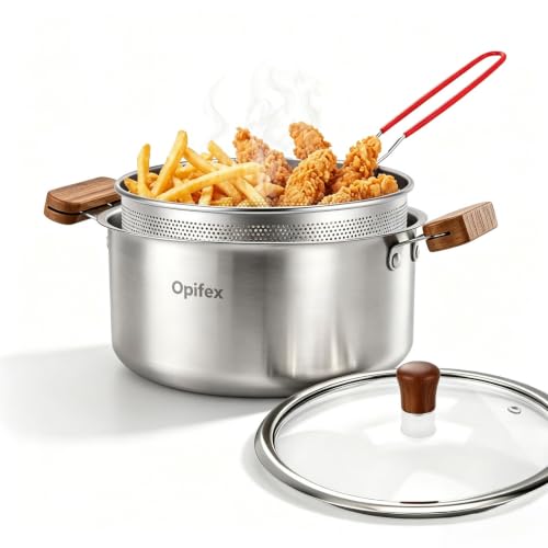 Opifex 4L Deep Fryer Pot with Basket, Cool Touch Handles