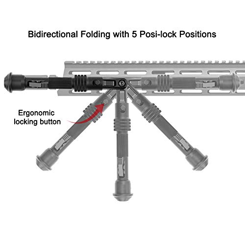 Xaegistac 5.7" To 8" Rifle Bipod Adjustable Compatible With Mlok Hand-Guard, Matte Black #TOP3