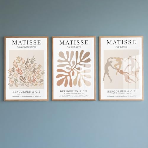 PWAAHDC Matisse Poster Set – 3 teilige Bilder ohne Rahmen auf Leinwand...