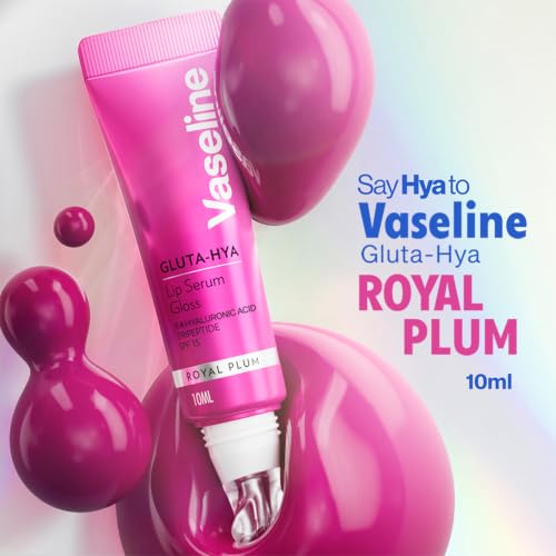 Image of Vaseline Gluta-Hya Royal Plum Lip Gloss, Serum Lip Care with Hyaluronic Acid and GlutaGlow Technology, Tints, Plumps and Protects with SPF15, for Plumper Lips | 10 ml