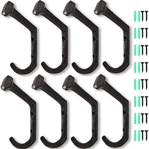 Dicunoy 8PCS Rustic Cast Iron Hooks Cover