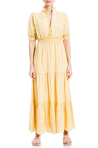max studio dress MAX STUDIO Women's Short Sleeve Button Down Tier Maxi Dress in Black, Small