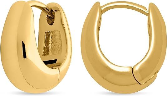Blingsoul14K Gold Plated Lightweight Chunky Gold Earrings | Small Hoop Earrings for Women & Girls