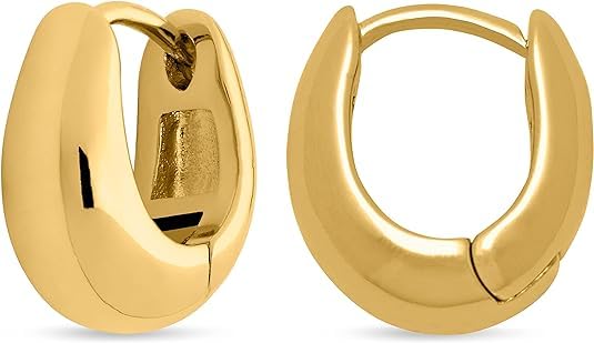 Blingsoul14K Gold Plated Lightweight Chunky Gold Earrings | Small Hoop Earrings for Women & Girls