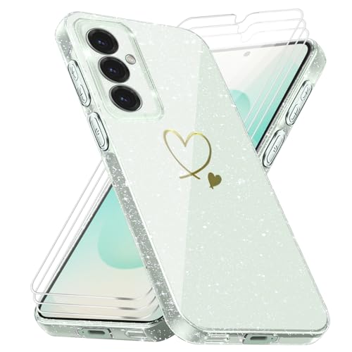 #rémunéré #Amazon<br>Coque Compatible avec Samsung Galaxy S25/ Samsung Galaxy S24 5G 3 Pièces Protection Écran en Verre Trempé Housse Souple et Transparent Étui Anti Empreintes et Paillettes