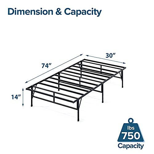 Zinus Smartbase Compack Mattress Foundation / 14 Inch Metal Bed Frame / No Box Spring Needed / Sturdy Steel Slat Support, Narrow Twin, Black #TOP1
