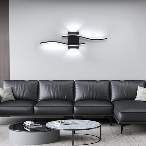 Comely Aplique Pared Interior LED, 20 W 2250 LM Lámpara de Pared Moderna, Negro Larga Aplique de Interior para Salón Dormitorio, Cocina, Comedor, Escalera, Pasillo, Blanco Frío 6500K, 60 CM - imagen 9