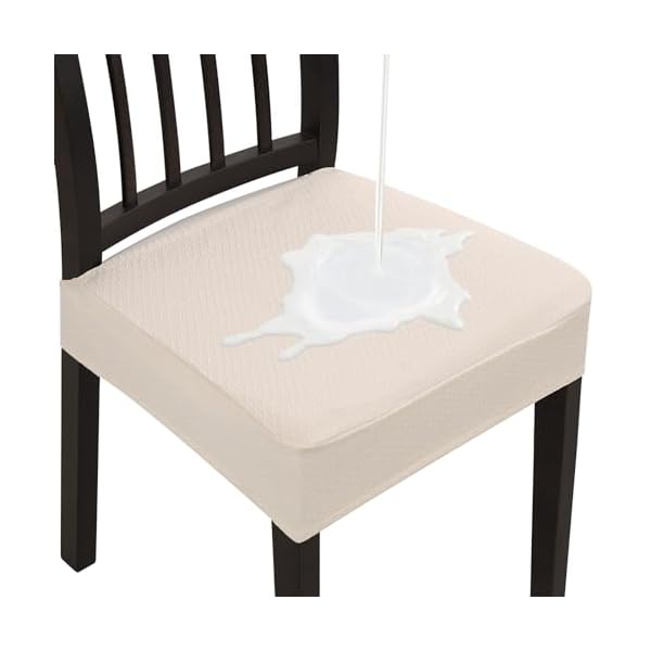 Stretch waterproof chair seat covers 6 pcs removable washable dining chair covers anti dust dining room chair covers seat cushion slipcovers v beige 6  urban country home decor