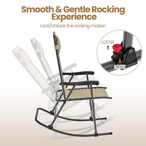 Yaheetech YT-00134132 26In Rocking Chair Outdoor Zero Gravity Folding Chairs Rocking Chairs Foldable Outdoor Lounge Chair thumb #3