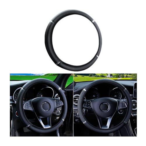 Adunsiaoto Coprivolante Auto Universale, Decorazione per Il Volante Auto, Universale 38cm Protezione Custodia Volante Auto Cover, Microfibra Antiscivolo Traspirante Durevole Coprivolante(Nero)