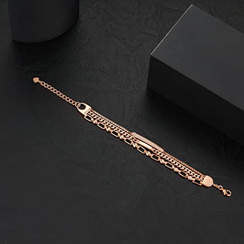 Rythun Rose Gold Bracelets For Women, Adjustable Bracelet With Cubic Zirconia, Gold Jewelry Gifts For Women Teen Girl Mother Sister Daughter, 7Inch #TOP7