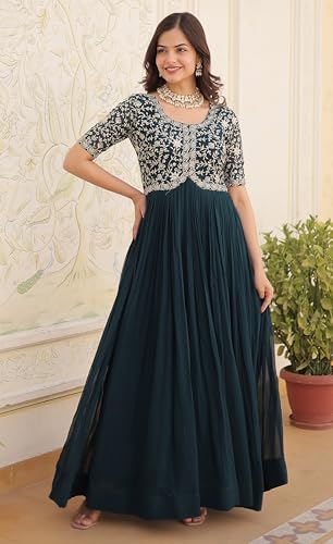 Image of Fashion Basket Georgette Embroidered Anarkali Gown for Women