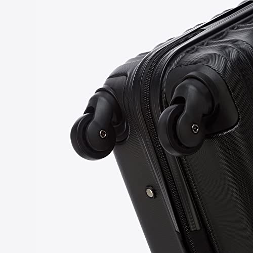 WITTCHEN Reisekoffer Rollkoffer Trolley Mittlerer Koffer Reisekoffer Hartschale aus ABS Mittelgroßkoffer mit 4 Spinner-Rollen Zahlenschloss Groove Line Größe M schwarz Lufthansa/Eurowings/Ryanair