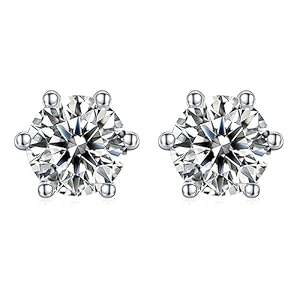 Green Moissanite Earrings – 6 Prong Green Stud Earrings 14k White Gold Green Earrings 925 Sterling Silver Moissanite Jewelry Gifts for Christmas
