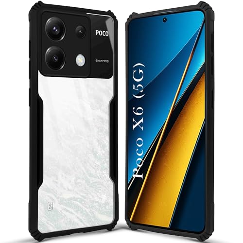 Image of Jkobi Back Cover Case for Poco X6 5G (Shockproof with Polycarbonate Clear Panel | Professional Black)