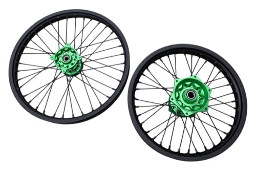 avdb-moto Paar Felgen/Komplett Vorne Hinten 21" / 18" kompatibel mit KAWASAKI KX 250 2021-2024, KX 450 2019-2024, KX 250 X 2021-2024, KX 450 X 2022-2024 Enduro (Grün)