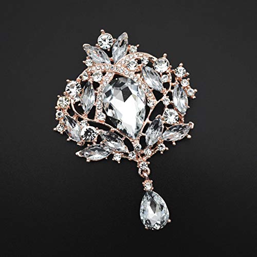 Image of Wedding Bridal Big Crystal Rhinestone Bouquet Brooch Shawl Pin for Women