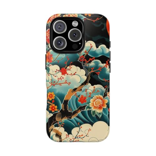 Coque iPhone 16 Pro orange rigide fleurie : finis les chocs et les rayures