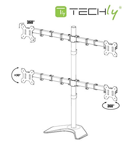 TECHLY 027590 Supporto da Scrivania per 4 Monitor