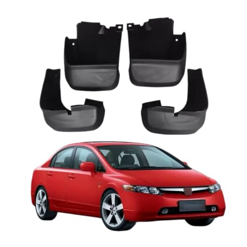 Image of No Drill Mud Flaps Compatible with 2006-2011 Honda Civic LX EX EX-L Sport Touring Si Sedan(Not fit Coupe /Type-R),OEM Style Textured Black Custom Fit All Weather Exterior Accessories(Set of 4)