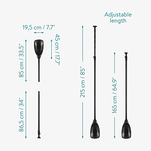 Navaris Adjustable Kayak Paddle - Telescopic Canoe Board Paddle Made of Aluminium for Kayaks Boards Canoeing Canoes - Portable Oar - 165cm - 215cm