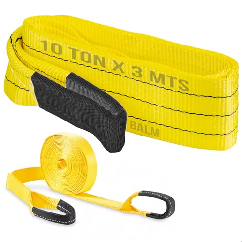 Cinta de Reboque 10 Toneladas – Ideal para Carros, 4x4, Caminhonetes, Tratores e Caminhões – Fita Super Reforçada para Arraste e Resgate Veicular (3 METROS)