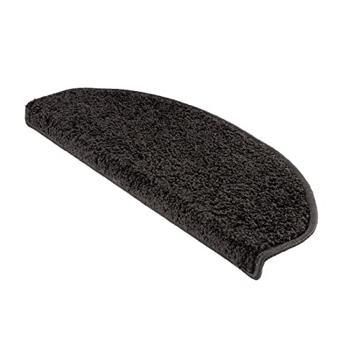 Puszyste kudłate maty na schody, zestaw 15 sztuk, antypoślizgowe, samoprzylepne podkładki dywanowe, nugat, półokrągły design, 19 x 56 cm, dla bezpiecznej i stylowej dekoracji domu