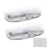 Bauson Hard Eyeglasses Case Plastic Glass Protective Case for Women Men-Magnetic Closure-Transparent White Color (2 PCS-White), Small
