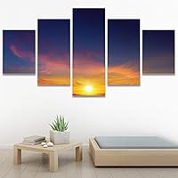SIGNWIN 5 Panel Canvas Wall Art Modern Art Astronomy & Space Dramatic Minimalist Moon Multicolor Photography for Home Decorations Ready to Hang - 60