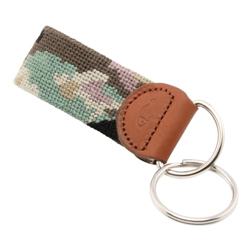 Image of Leather Hand-Stitched Needlepoint Key Fob or Key Chain