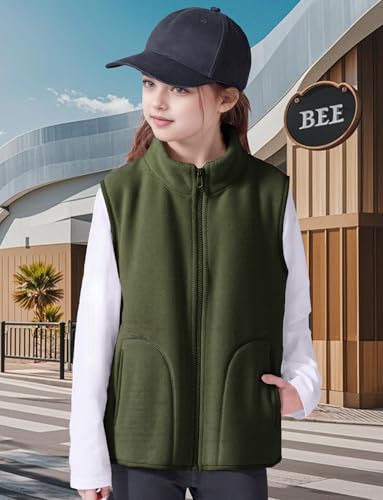 Image of Happy Cherry 2025 Kids Winter Fleece Vest Boys Girls Fleece Stand Collar Fuzzy Fall Winter Warm Outerwear with Pockets