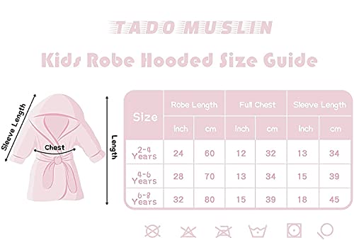 Image of TADO MUSLIN Organic Cotton Toddler Bathrobe, Soft and Breathable Baby Robe for Kid, Boy& Girl Hooded Robe Muslin