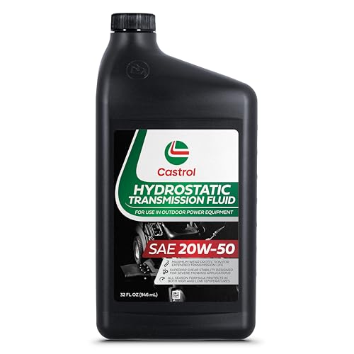 Castrol SAE 20W50 Hydrostatic Transmission Fluid for Use in Outdoor Power Equipment – API GL-4 – 1 Quart