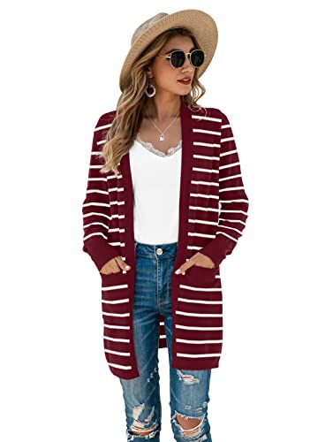 Image of TASAMO Cardigan Sweaters for Women Long Sleeve Open Front Casual Knit Fall Coat Oversized Soft Outwear with Pockets