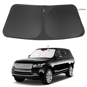 Windshield Sun Shade Custom Fit for 2013-2021 Land Rover Range Rover (Not Fit Range Rover Sport) Accessories Foldable Sunshade Sun Blocker Protect Car from Sun Rays & Heat Damage Keep Car Cooler