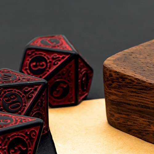 Poludie Dnd Dice Set-D&D Polyhedral Dice (7 Pcs) With Leather Dice Bag For Dungeons And Dragons Role Playing Dice Games Rpgs (Red With Black Edge) #TOP5