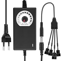 RUIZHI Pwm Lüftersteuerung + 12V Netzteil, Pwm Regler Fan Speed Control Module, 100–240 V AC zu 3–12 V DC, 24 W, einstellbarer Adapter mit Splitterkabel, DC-Buchse 4pin