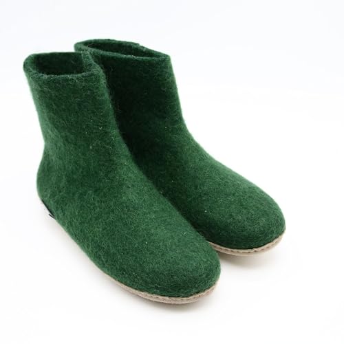 Dark Green Wool Boot, Felt Ankle Shoes, Pure Merino Wool Used, Soft, Cozy And Warm4