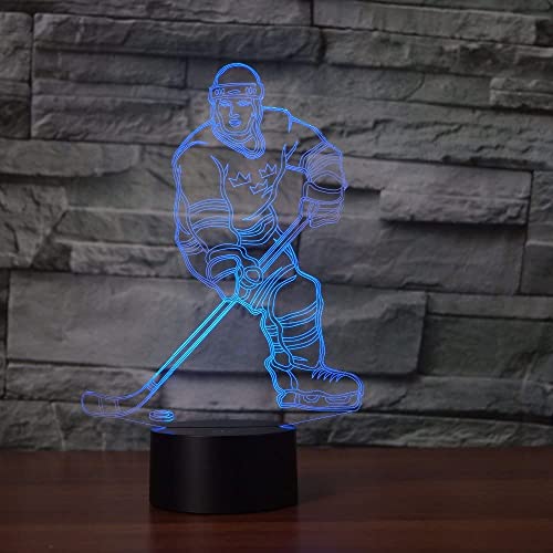 Molly Hieson 3D Ice Hockey Player Night Light Usb Touch Switch Decor Table Desk Optical Illusion Lamps 7 Color Changing Lights Led Table Lamp Xmas Home Love Birthday Children Kids Decor Toy Gift #TOP2